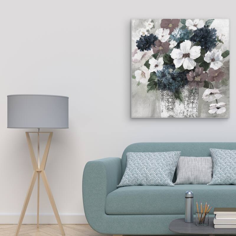 Linen Bouquet 1 Light Square REV by Nan Canvas Art Print