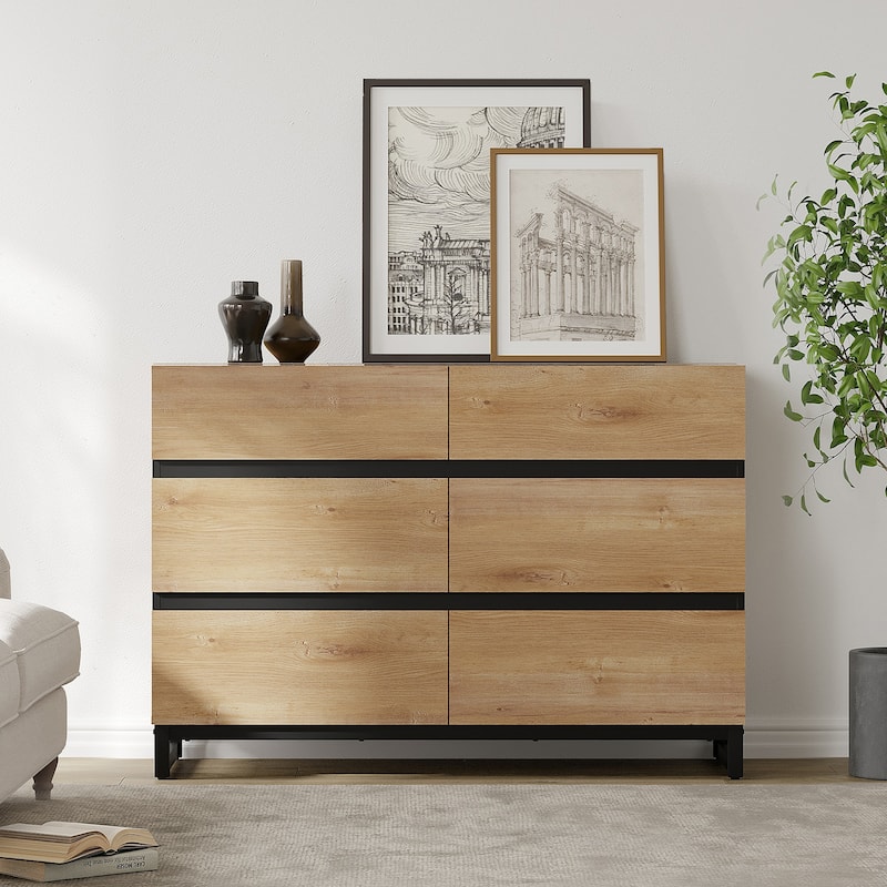 WAMPAT Dresser for Bedroom, Closet Organizers and Storage with Drawers, Chest of Drawers with Metal Base, Modern Wooden Dresser