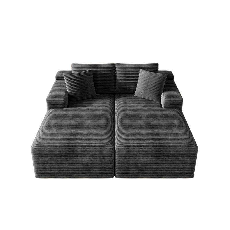 Roomfitters 70.8" Modular Sectional Sofa, 2-Piece Compressed Cloud Couch, No Assembly Required, Plush Corduroy, Grey