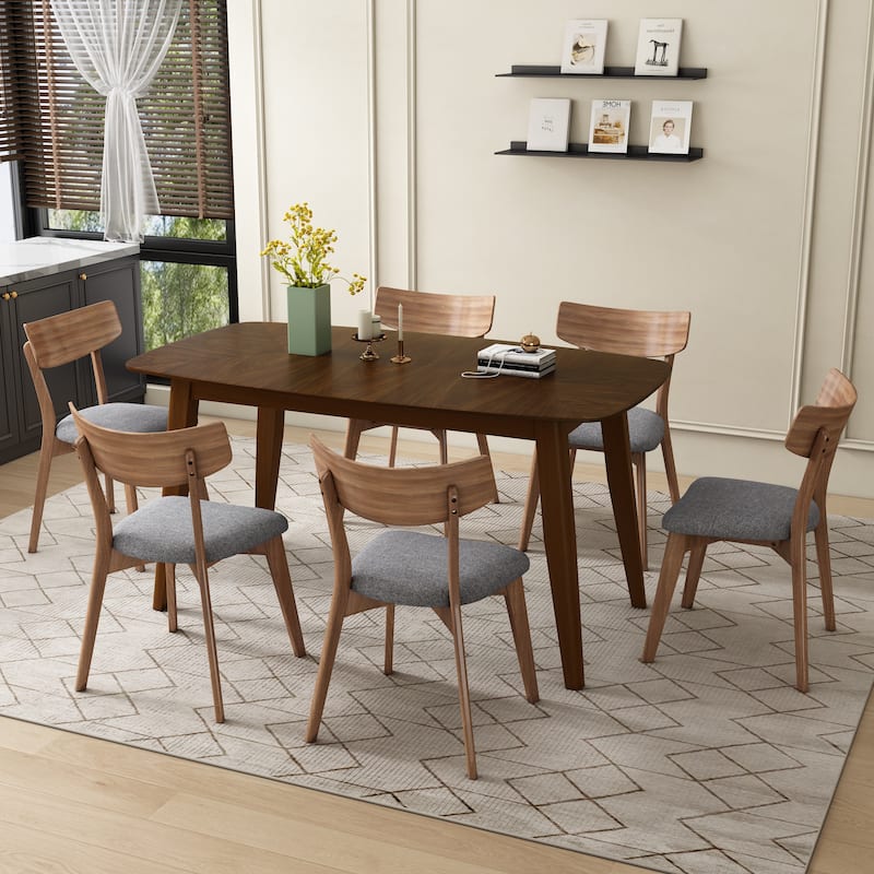 Christopher Knight Home - Olivia Wood Dining Set - 7-pieces - Dark Grey+Walnut