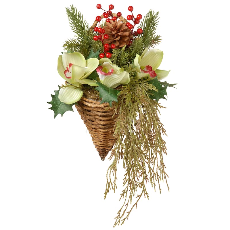 National Tree Company 11 in. Cymbidium Flower Wall Basket - 11 IN
