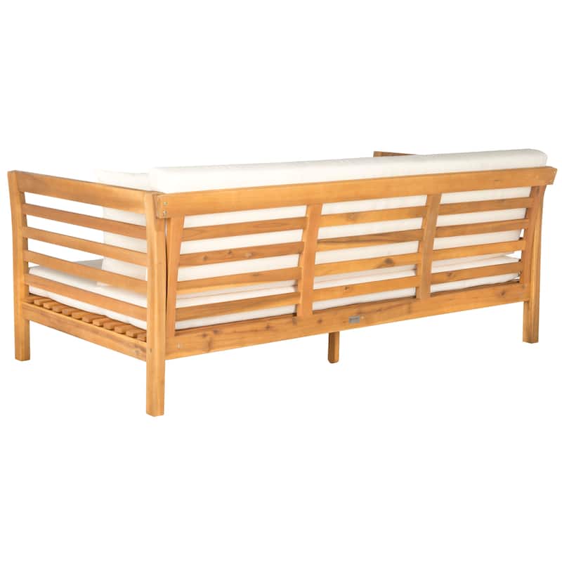 SAFAVIEH Outdoor Eriona Acacia Wood Cushioned Daybed - 39W x 27D x 72H