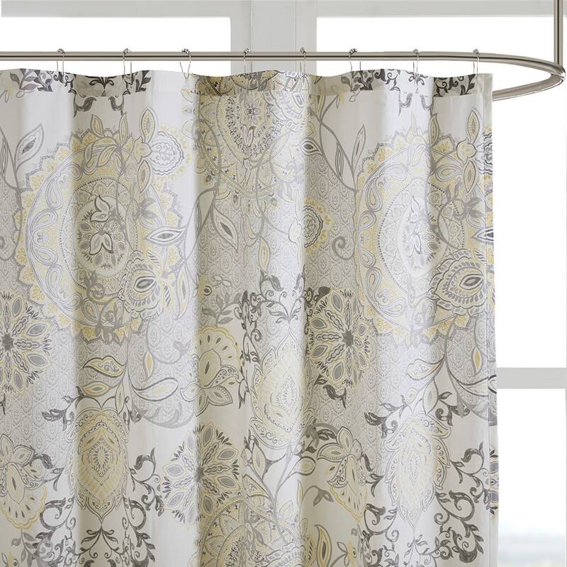Shabby Chic Floral Printed Cotton Shower Curtain