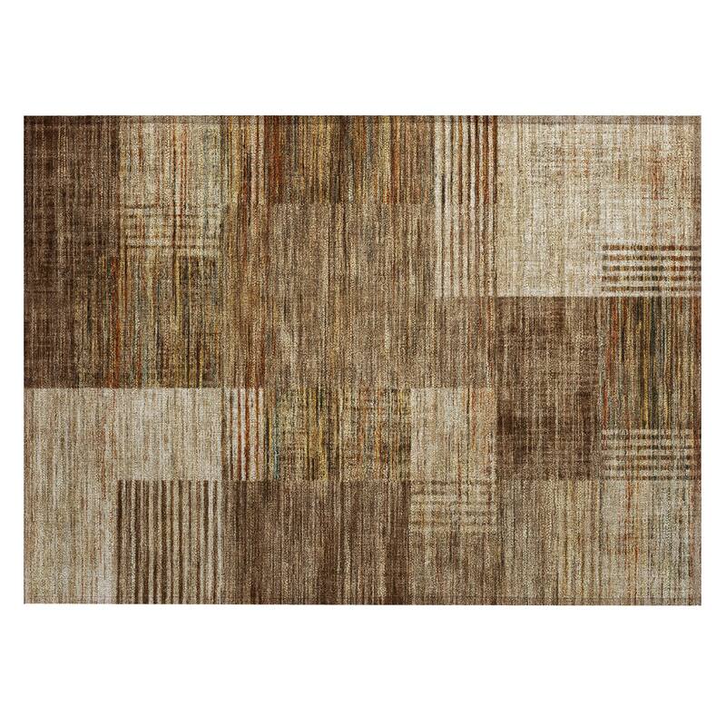 Machine Washable Indoor/Outdoor Contemporary Geo Chantille Rug
