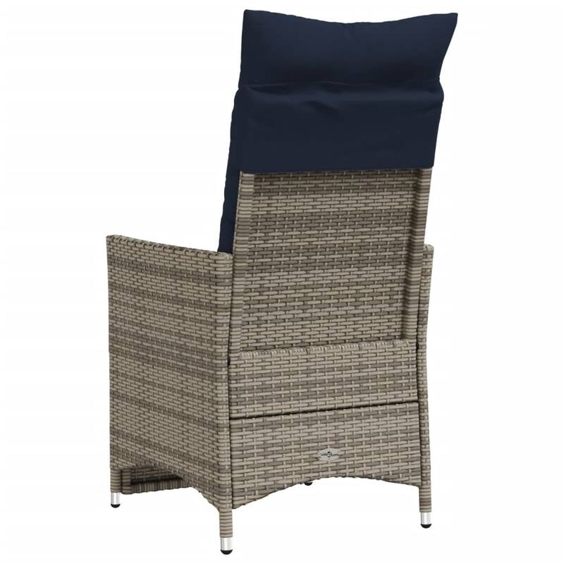 vidaXL Garden Sofa Set with Cushions Gray Poly Rattan - 22 x 23.2 x 36.2