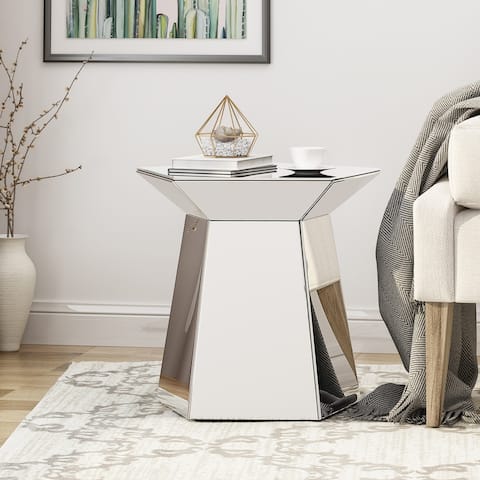 Castine Mirrored Pentagon Accent Table by Christopher Knight Home
