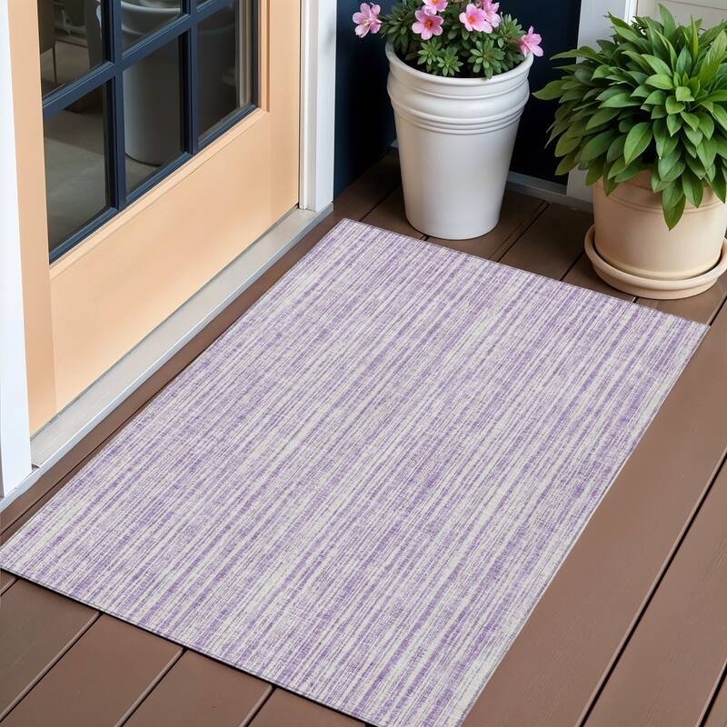 HomeRoots Striped Transitional Rectangle Outdoor Rug - 3' x 5'