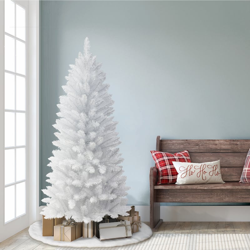 Puleo International 6 ft. Unlit White Carson Artificial Pine Tree