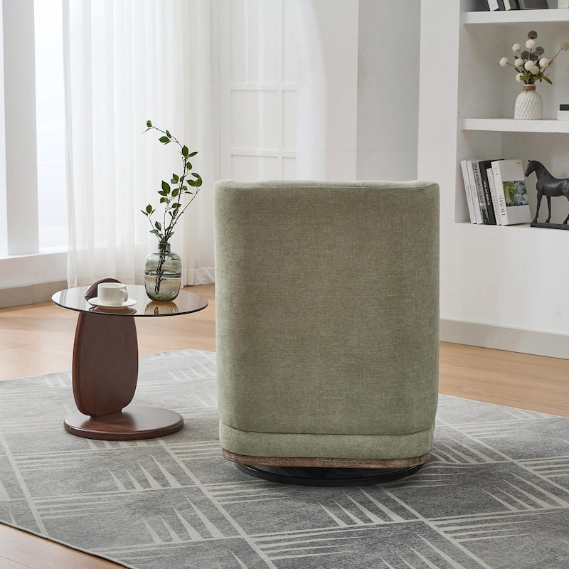 25.2" Wide Modern Chenille Cushioned Armless Metal Base 360° Swivel Chair with Pillow