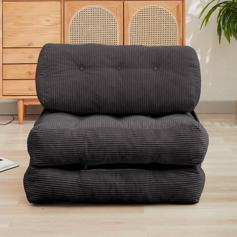 Mixoy W32''/W50'' Corded Velvet Fabric Folding Floor Lazy Futon Sofa Bed