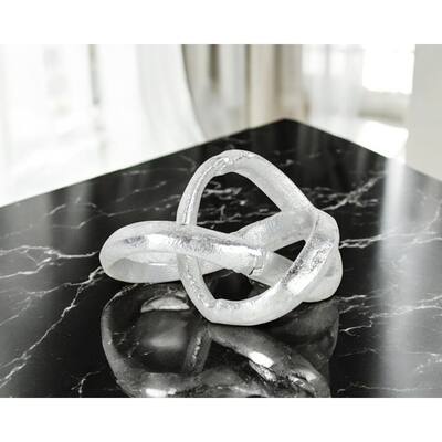 HomeRoots 6" Silver Cast Iron Modern Abstract Infinity Knot Tabletop Sculpture - 5.75' X '3.25' X '5.25