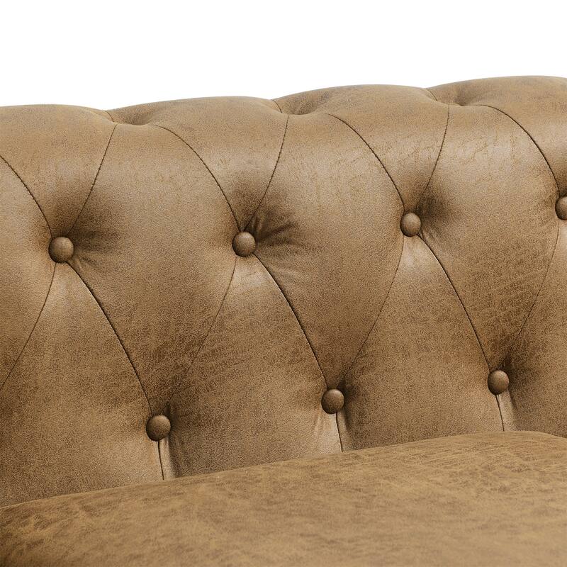 Brown Chesterfield Button Tufted 3-seater Sofa with Nailheads
