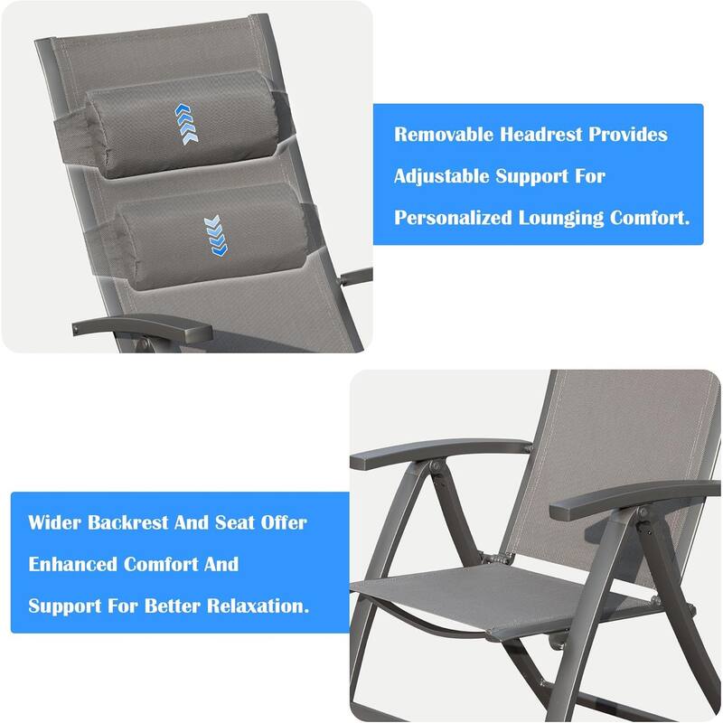 GDFStudio - Nolan Outdoor Folding Chair Duo with Adjustable Recline and Breathable Textilene Seat