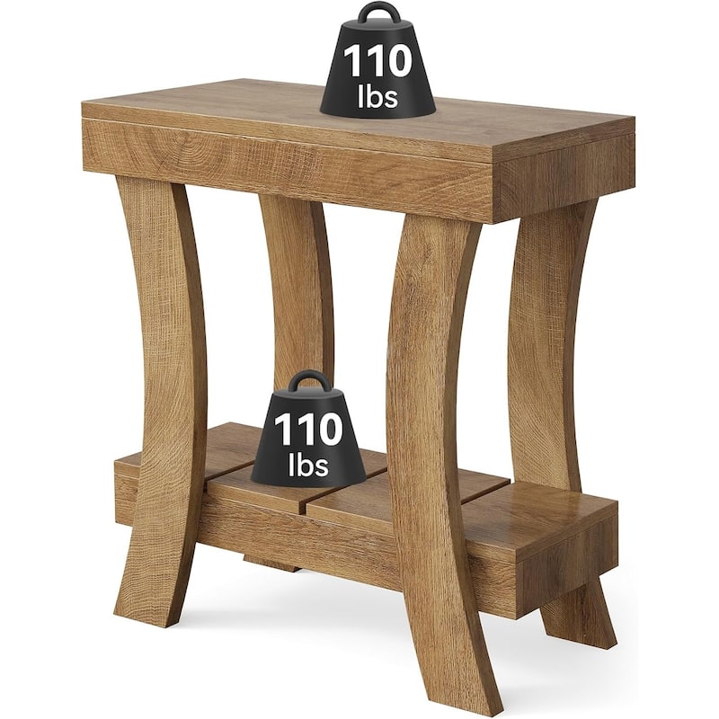 End Tables for Living Room, 2-Tier Rectangular Narrow Small Side Table with Storage Shelf - 11.81"L x 23.62"W x 23.62"H