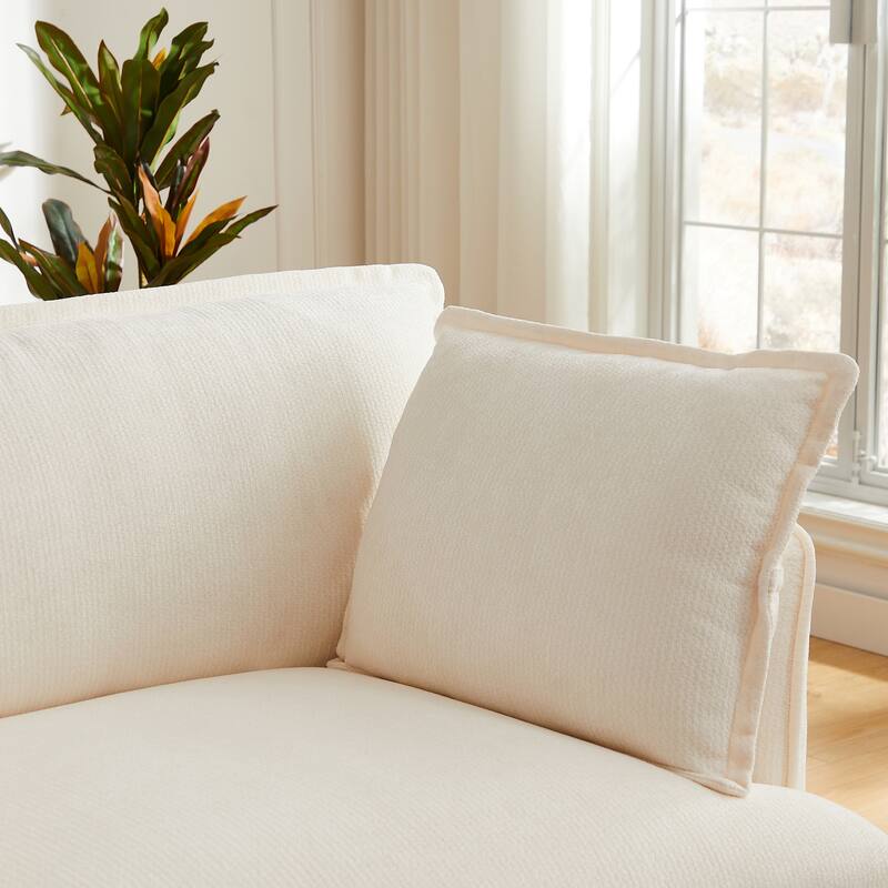 Chenille Armchair, Accent Chair with Dual-Port Charging and Throw Pillows, Modern Deep Wide Seat Design Cloud-Like Single Sofa