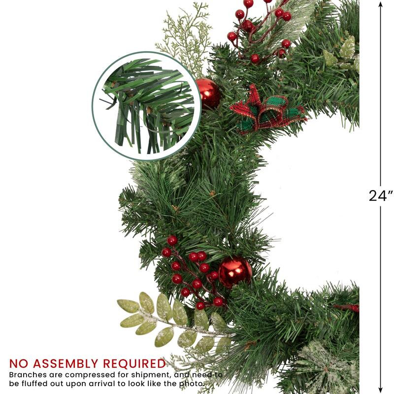 Decorated Frosted Pine Pine Cone Artificial Christmas Wreath 24" Unlit