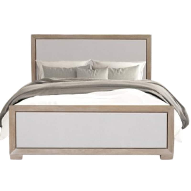 Kizie King Size Bed, Modern Upholstered Tawny Brown Gray Solid Wood