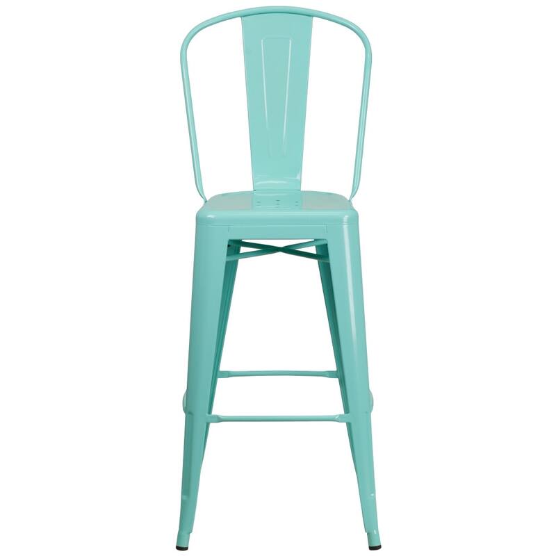 4 Pack 30" High Metal Indoor-Outdoor Barstool with Back - Kitchen Furniture