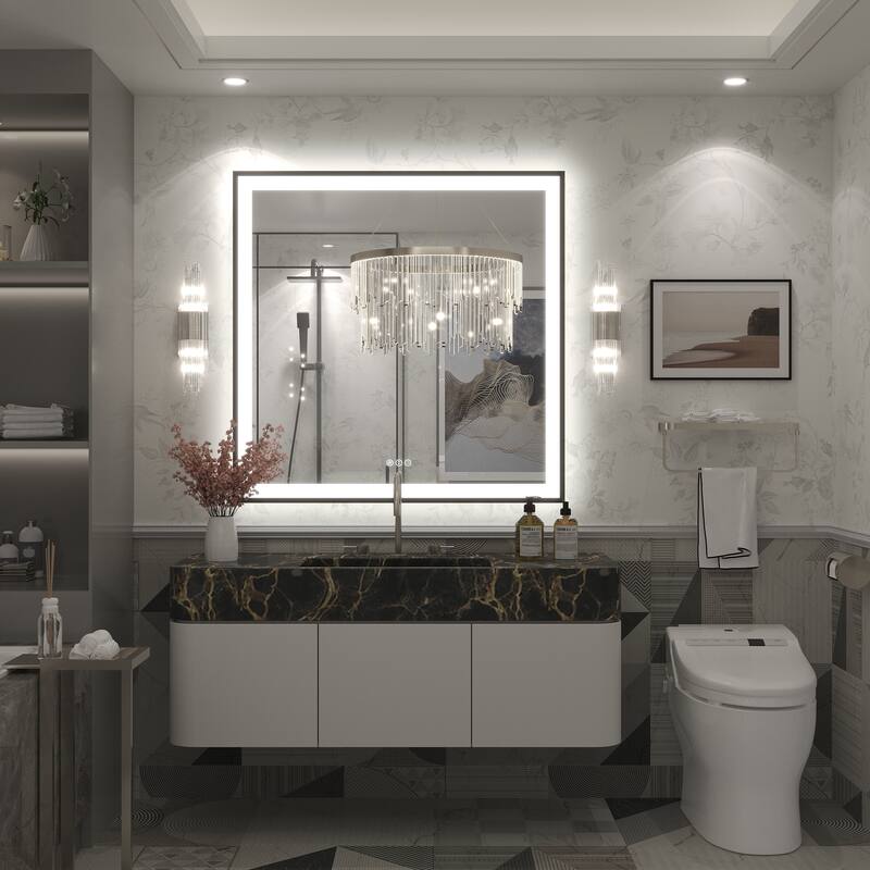 Extra Large Black Frame LED Bathroom Vanity Mirror with 3 Years Warranty and UL Certified