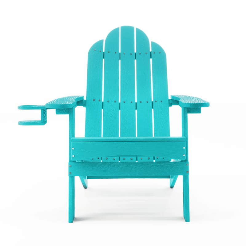 LUE BONA Folding Plastic Outdoor Patio Adirondack Chairs With Cup ...