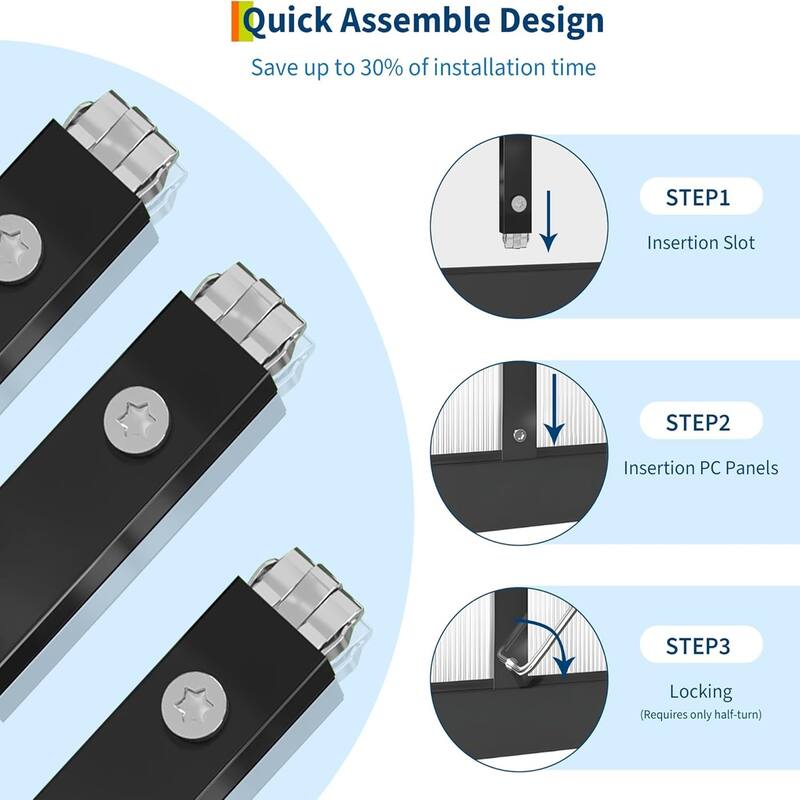 6x9FT Aluminum-Framed Polycarbonate Greenhouse Kit, Blue - 6*9FT