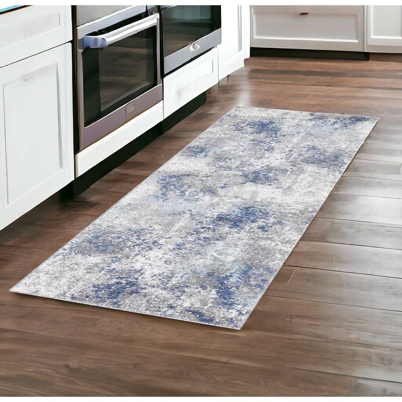 Pizo Power Loomed Abstract Modern Durable Area Rug By HomeRoots - 96' X '30' X '0.4 - 96' X '30' X '0.4 - Lavender/Ivory - Runner