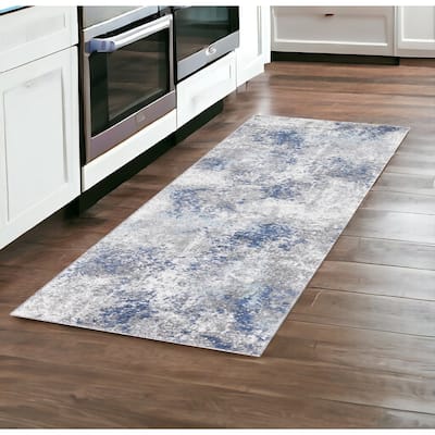 Pizo Power Loomed Abstract Modern Durable Area Rug By HomeRoots - 96' X '30' X '0.4