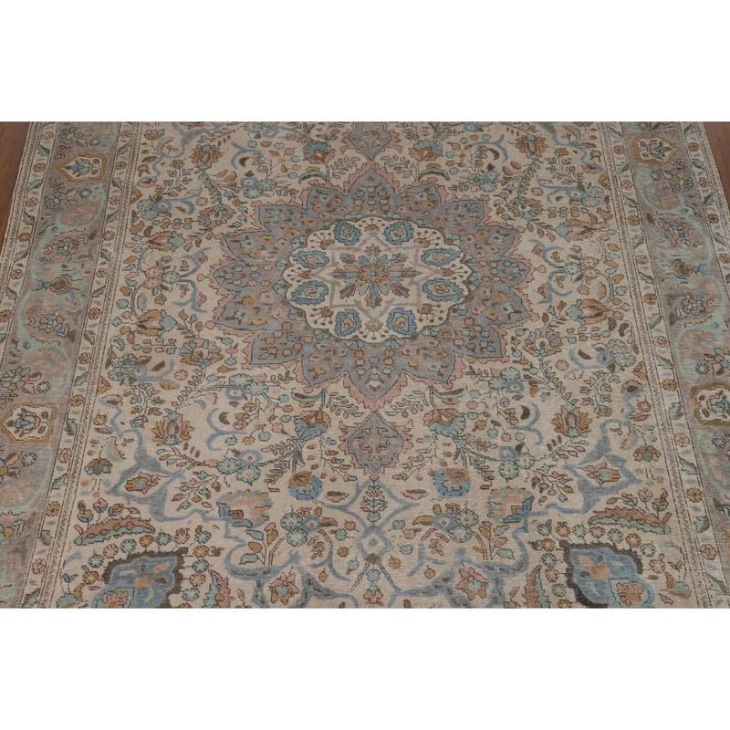 Medallion Tabriz Persian Area Rug Handmade Living Room Wool Carpet - 8'4"x 11'7"