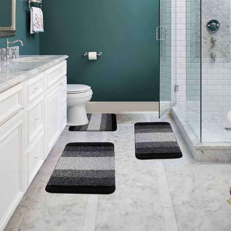 WaLensee 3Pieces Anti-Slip Bath Rug Set, Non-Slip Bathroom Rugs Contour Mat