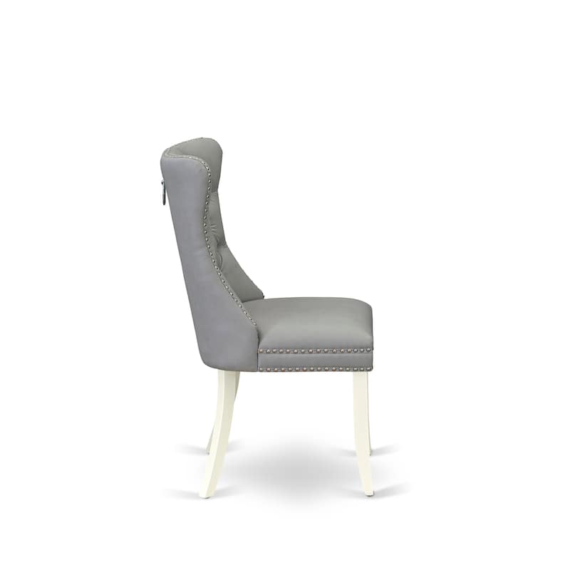 East West Furniture Dining Set Includes a Round Kitchen Table and Upholstered Chairs, Linen White (Pieces Options)