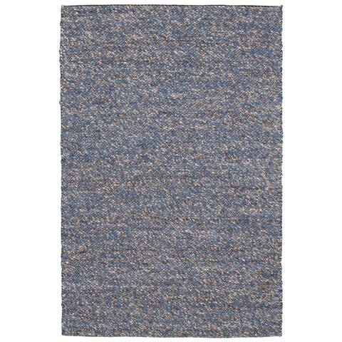 ECARPETGALLERY Braid weave Sienna Blue, Grey Wool Rug - 5'1 x 7'6