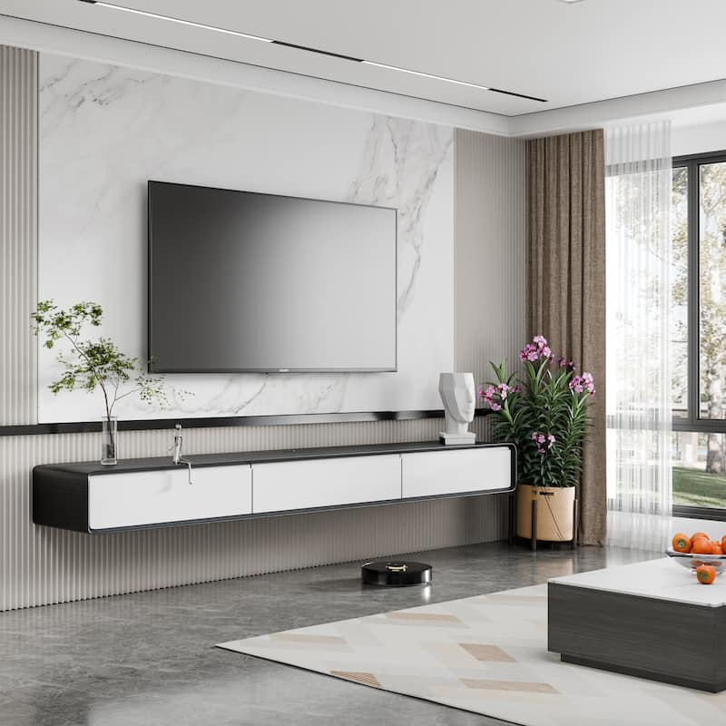 Modland 78" Modern Floating TV Stand Wall Mounted Media Control Center for Living Room - 78