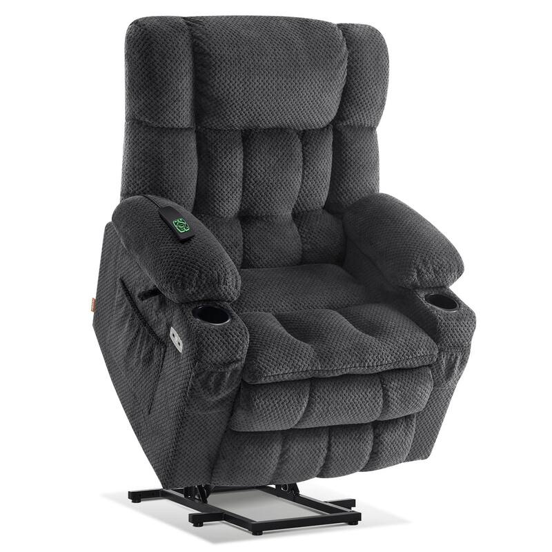 MCombo Large Dual Motor Power Lift Recliner Chair Sofa with Massage and Heat for Tall Elderly People, Fabric 7896
