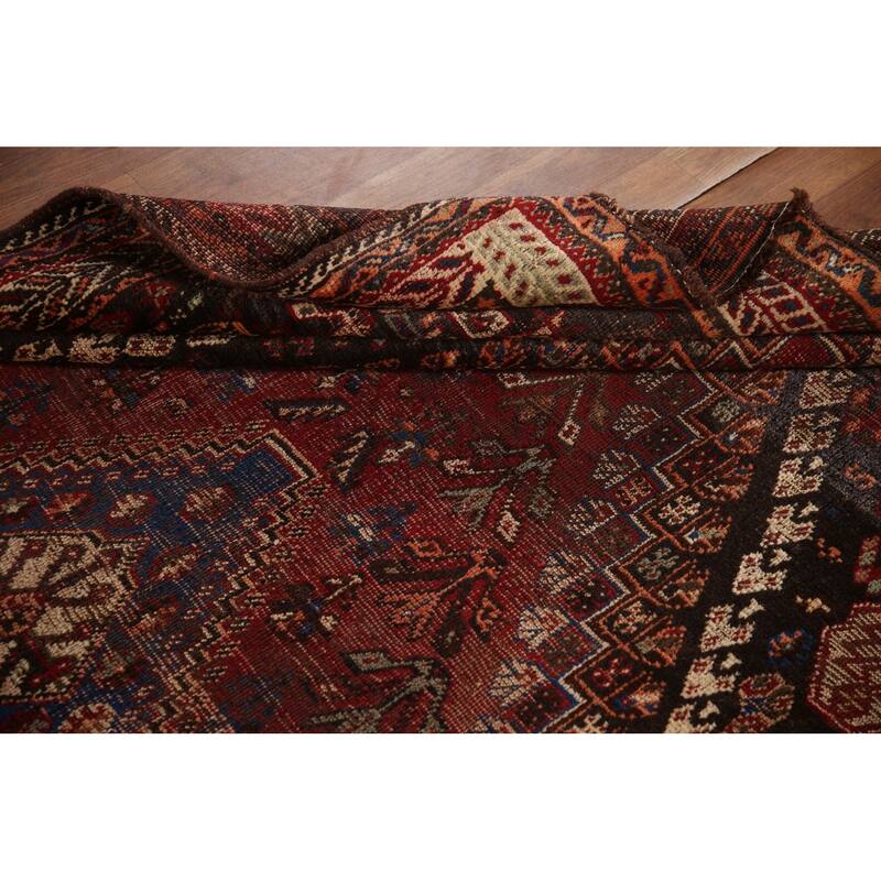 Vegetable Dye Shiraz Persian Antique Area Rug Hand-Knotted Wool Carpet - 5'7"x 8'2"