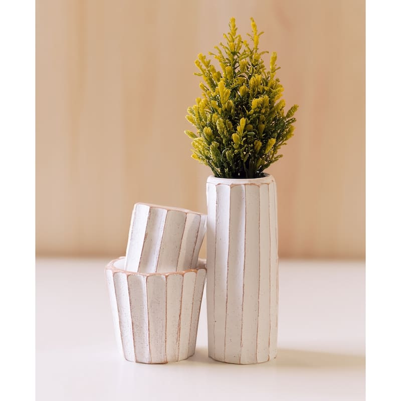 Rustic Fluted Tapered Planter - 20" - White