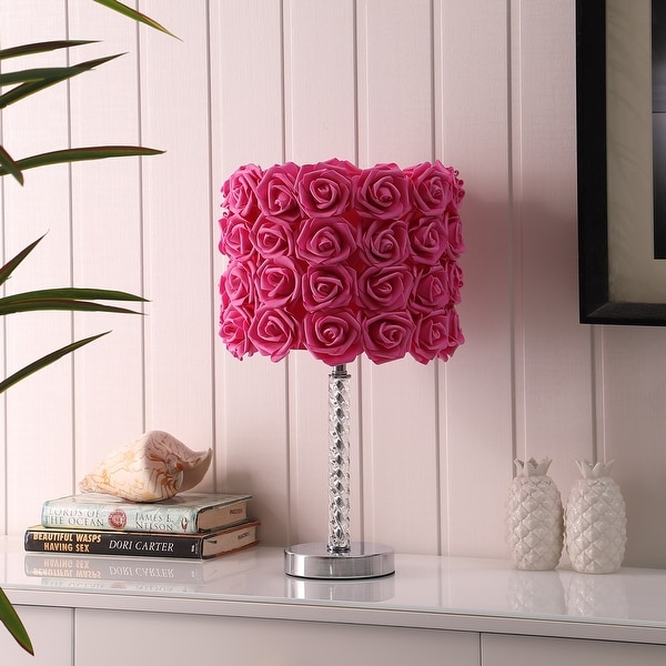 18.25" in Floral Roses Acrylic/ Metal Table Lamp. Opens flyout.