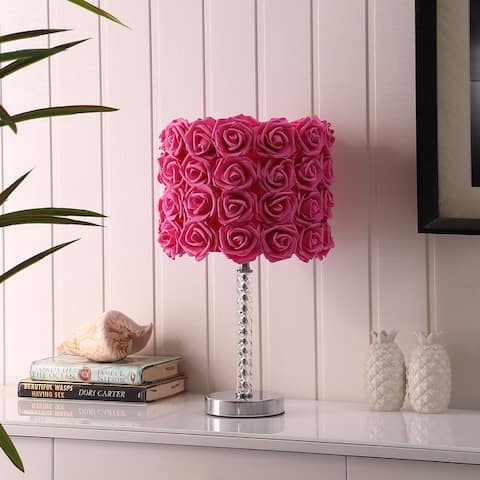 18.25" in Floral Roses Acrylic/ Metal Table Lamp