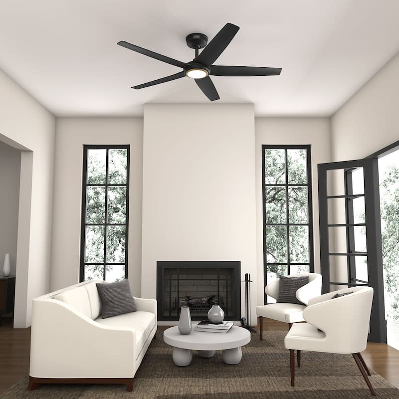 Hunter ZenTech Indoor / Outdoor 5-Blade Smart Ceiling Fan w/ LED Light and Handheld Remote.