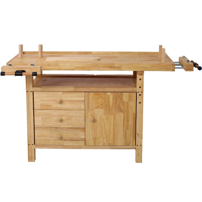 Wooden Workbench with Drawers for Garage Workshop and Home