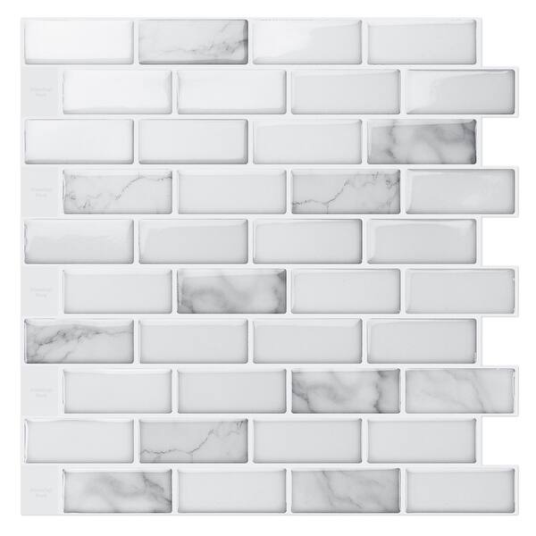 slide 2 of 10, Art3d 10pcs Vinyl Peel and Stick Backsplash Tile for Kitchen,12"×12"