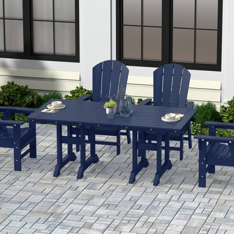 Laguna Hdpe All Weather Outdoor Patio 71" Rectangular Dining Table - Navy Blue
