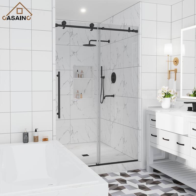 CASAINC 48 or 60 in. W x 76 in. H Single Sliding Frameless Shower Door