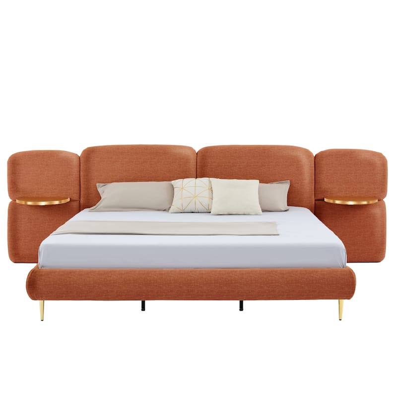Christopher Knight Home - Thorne Upholstered Bed Frame with Headborad and 2 Side Panel Nightstands