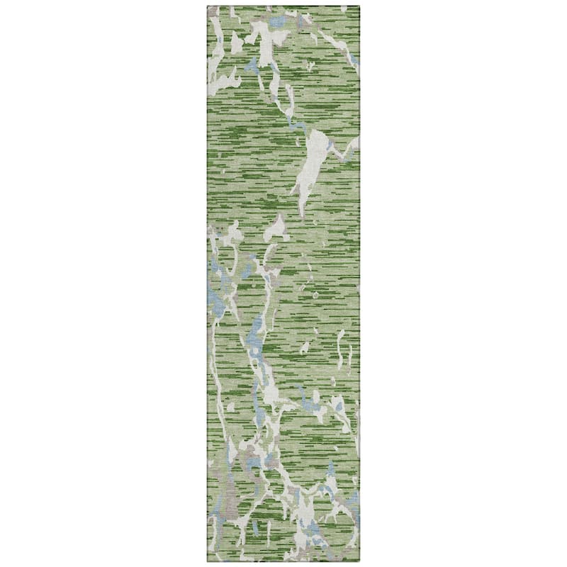 Machine Washable Indoor/ Outdoor Abstract Camo Chantille Rug