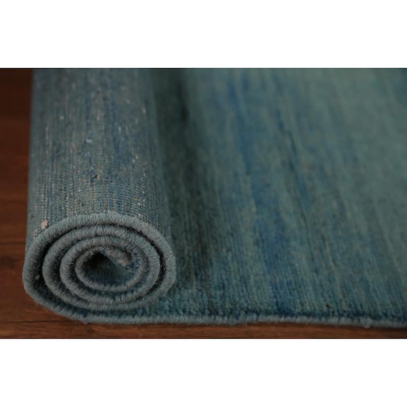 Blue Striped Gabbeh Modern Rug Handmade Wool Carpet - 2'8" x 4'1"