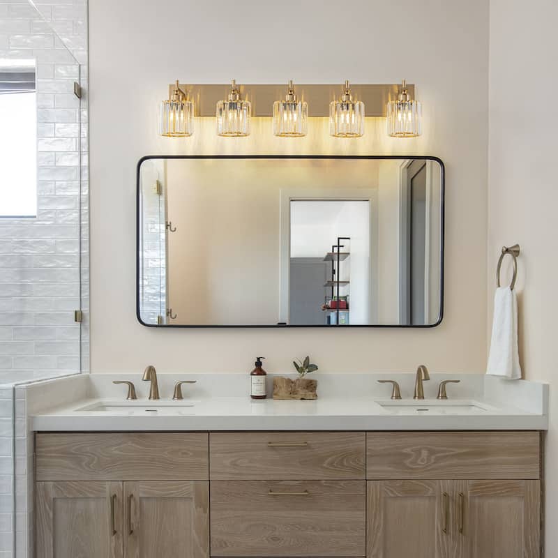 Mid-Century Modern Dimmable Bathroom Vanity Light Crystal Glass Wall Sconce