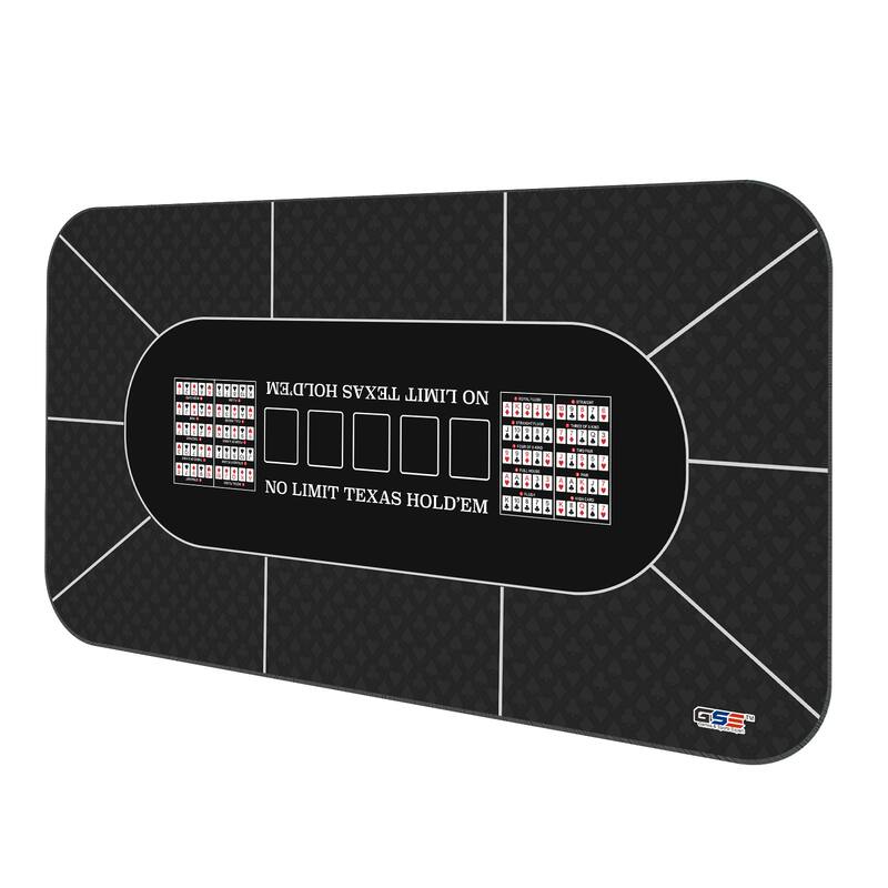GSE™ 70"x35" Casino Texas Hold'em Poker Layout Mat with Carrying Bag, Non-Slip Rubber Texas Hold'em Poker Tabletop Cover - Texas Hold'em Poker