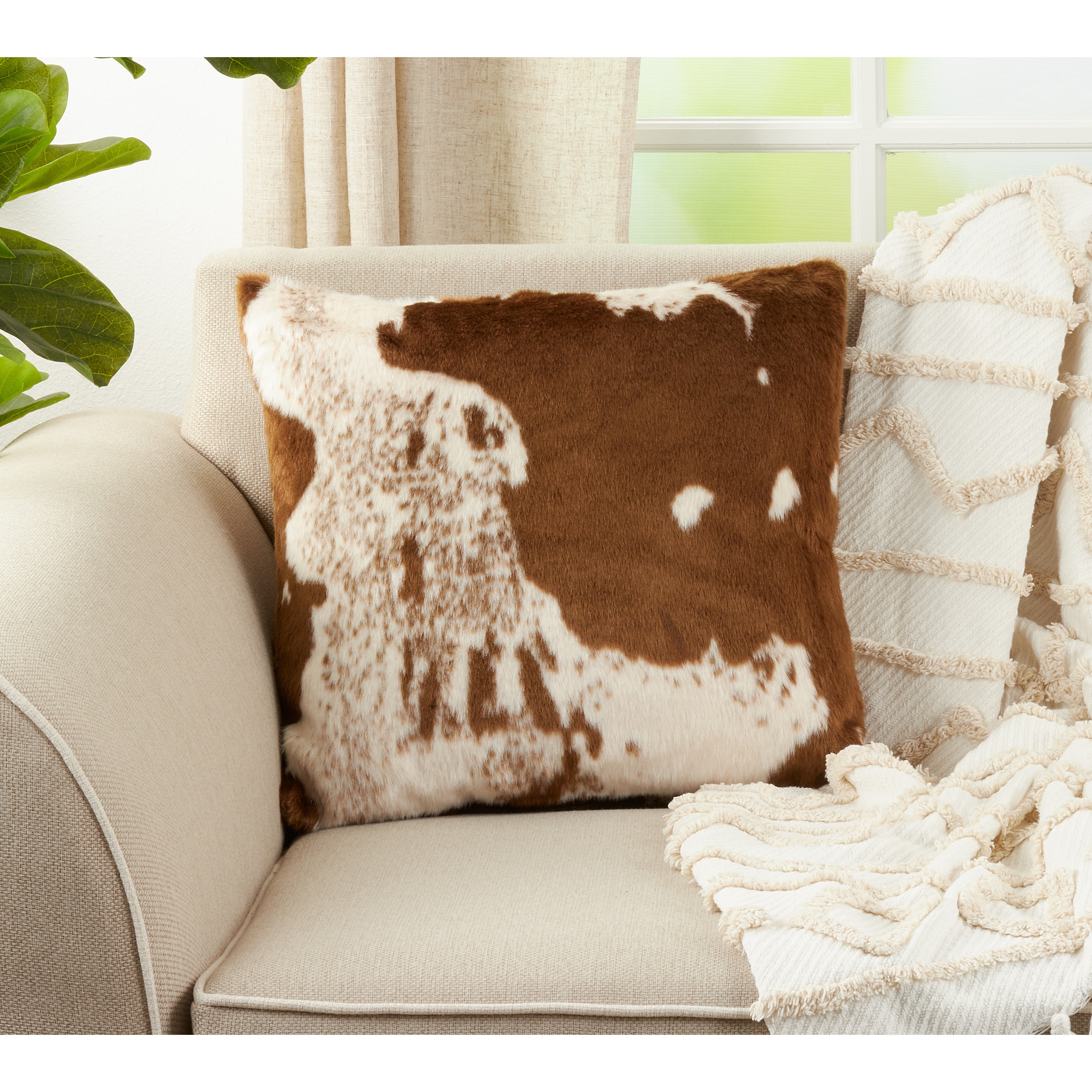 Faux cowhide pillows shop