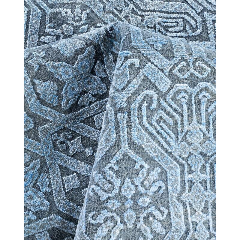Ikat One-of-a-Kind Hand-Knotted Area Rug - Gray, 7' 10" x 9' 10" - 7' 10" x 9' 10"