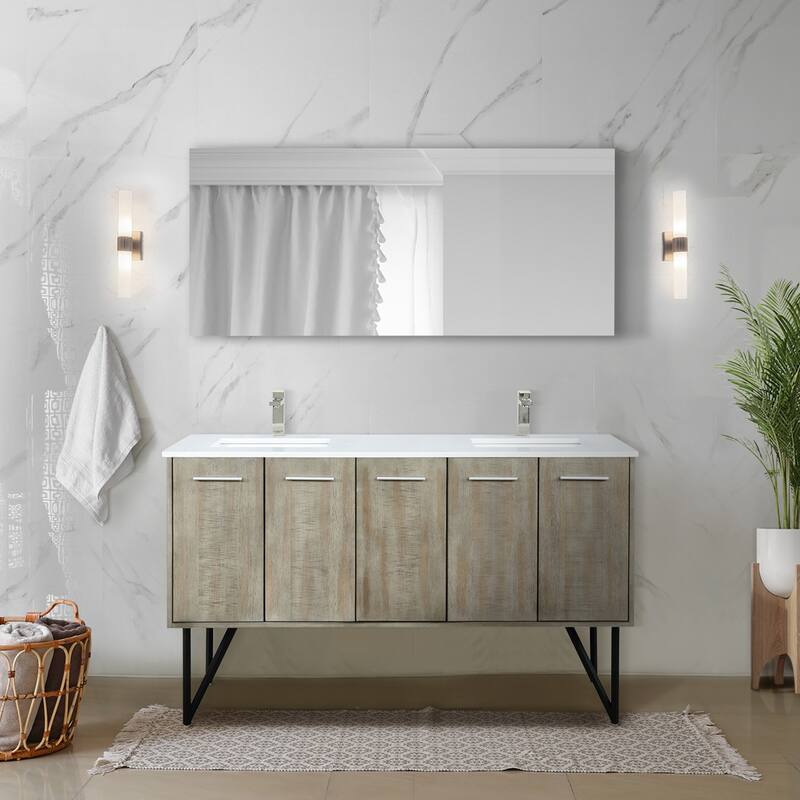 Lancy 24 in W x 20 in D Rustic Acacia Bath Vanity, Cultured Marble Top and 18 in Mirror